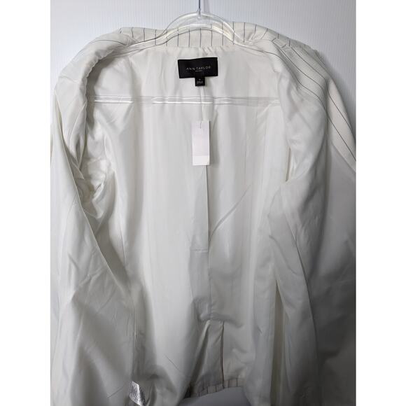 Ann Taylor Factory One Button Blazer White Blue Pinstripe Plus Size 16 NWT - Picture 10 of 11